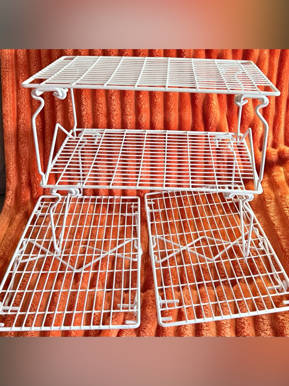 White Wire Shelf Organizer - Multi-Tier Home Storage (4 for one price!)
